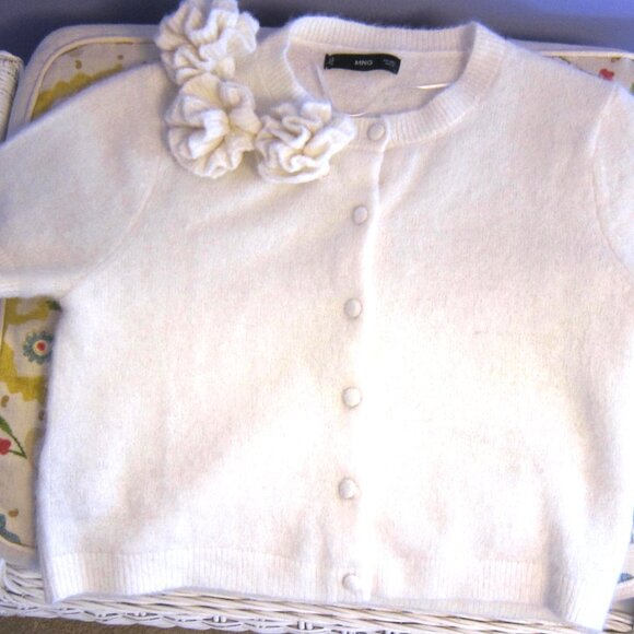 MANGO 56% ALPACA WOOL FLORETTA FUZZY WHITE SWEATER $129 - Picture 7 of 8